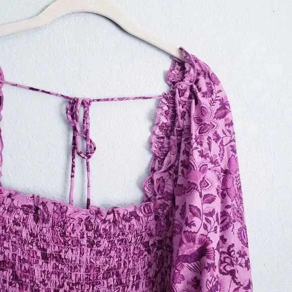 Free People Smock It To Me Purple Floral Mini Dress - Picture 3 of 8